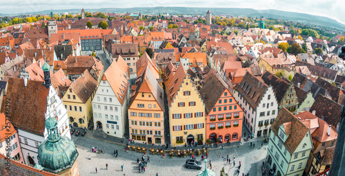 Obraz na płótnie Aerial view of Rothenburg ob der Tauber, Bavaria, Germany w salonie