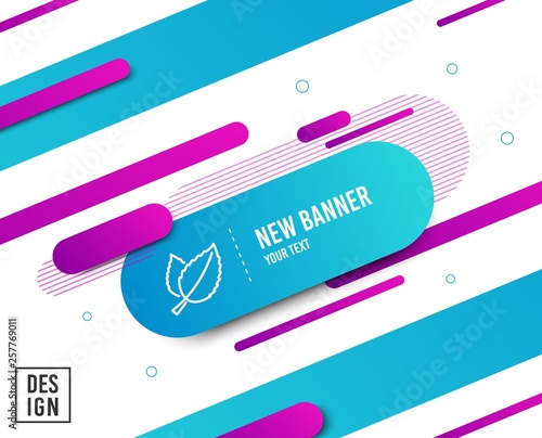 Mint leaves line icon. Herbal leaf sign. Tea with Mentha symbol. Diagonal abstract banner. Linear mint leaves icon. Geometric line shapes. Vector