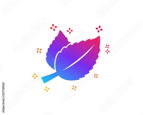 Mint leaves icon. Herbal leaf sign. Tea with Mentha symbol. Dynamic shapes. Gradient design mint leaves icon. Classic style. Vector