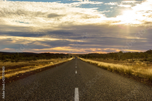 straight road on the way to Ayers Rock , Lasseter highway , Northern Territory, Australia