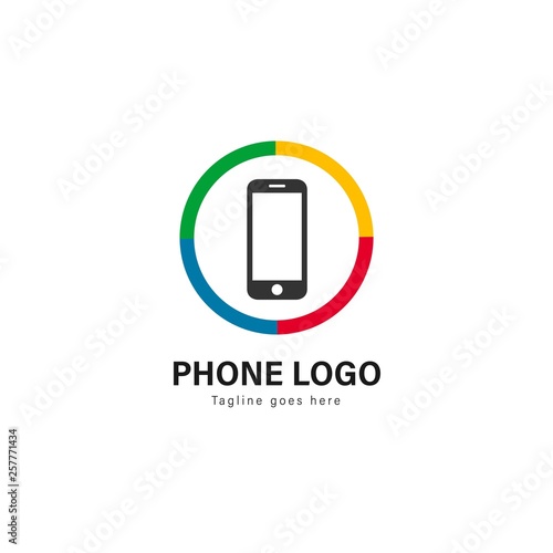 Smart phone logo template design. Smart phone logo with modern frame vector design