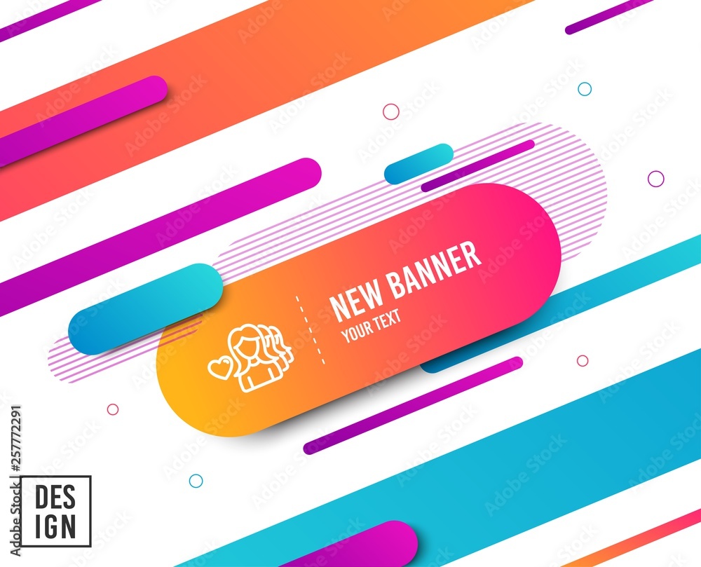 Couple Love line icon. Group of Women sign. Valentines day symbol. Diagonal abstract banner. Linear woman love icon. Geometric line shapes. Vector Couple Love line icon. Group of Women sign. Valentines day symbol. Diagonal abstract banner. Linear woman love icon. Geometric line shapes. Vector