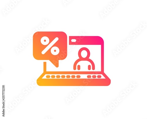 Online loan percent icon. Discount sign. Credit percentage symbol. Classic flat style. Gradient online loan icon. Vector
