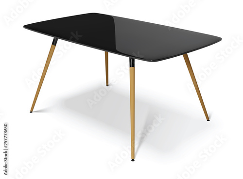 black table with wooden legs, vector illustration