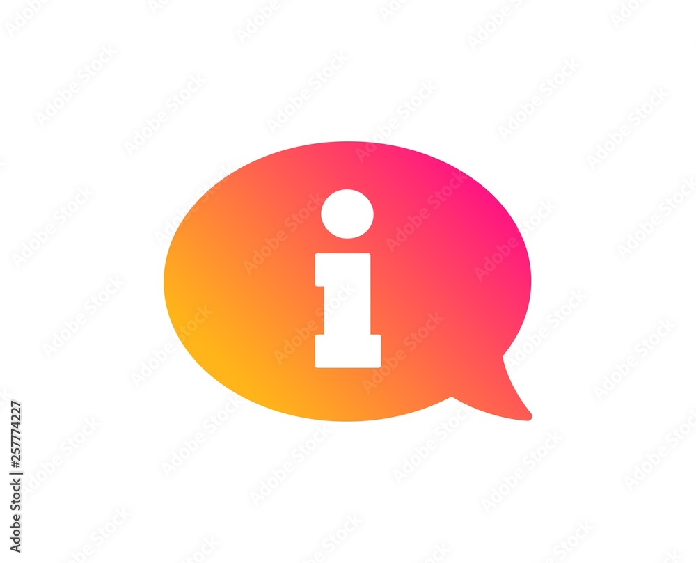 Information icon. Info center sign. Support speech bubble symbol. Classic flat style. Gradient information icon. Vector Information icon. Info center sign. Support speech bubble symbol. Classic flat style. Gradient information icon. Vector