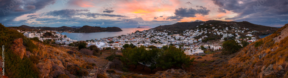 View of Skala village on Patmos island in Greece.