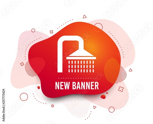 Fluid badge. Shower sign icon. Douche with water drops symbol. Abstract shape. Gradient shower icon. Flyer liquid banner. Vector