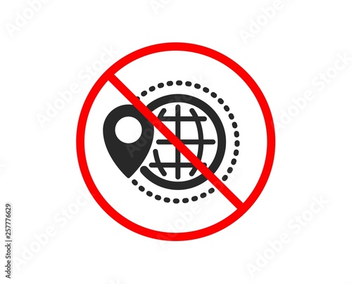Free Download No or Stop. World travel icon. Trip globe sign. Map location pointer symbol. Prohibited ban stop symbol. No world travel icon. Vector - GFXLoad