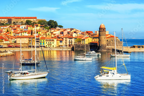 Collioure, France, a popular resort town on Mediterranean sea photo