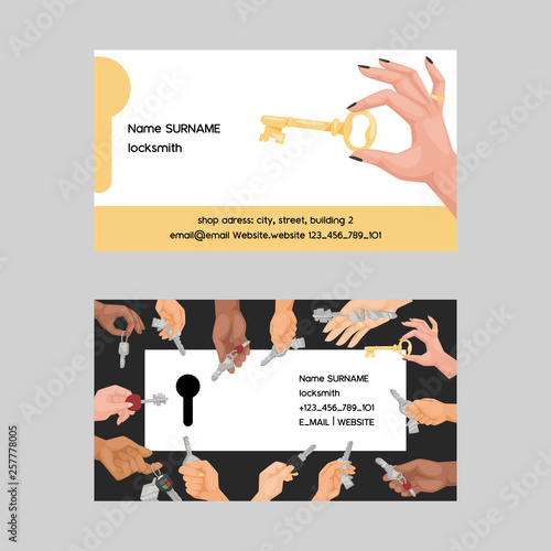 Key vector business card hand holding house keys lock for safety and home security protection locked secure backdrop interlock lockout keyed locking car system illustration business-card background