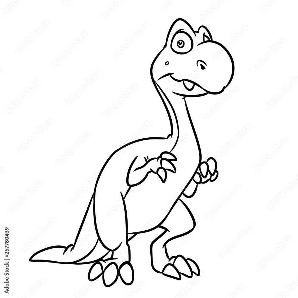 Predatory dinosaur cartoon illustration isolated image coloring page