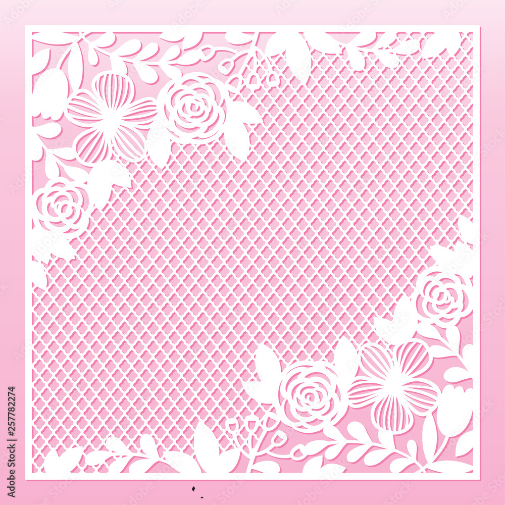 Lacy card with flowers. Laser cutting template. Lacy card with flowers. Laser cutting template.