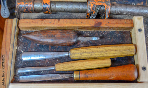 group of wood working tools 