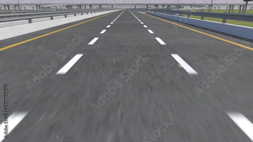 Close view of Line On The Road, Fast movement - Loopable 3d animation