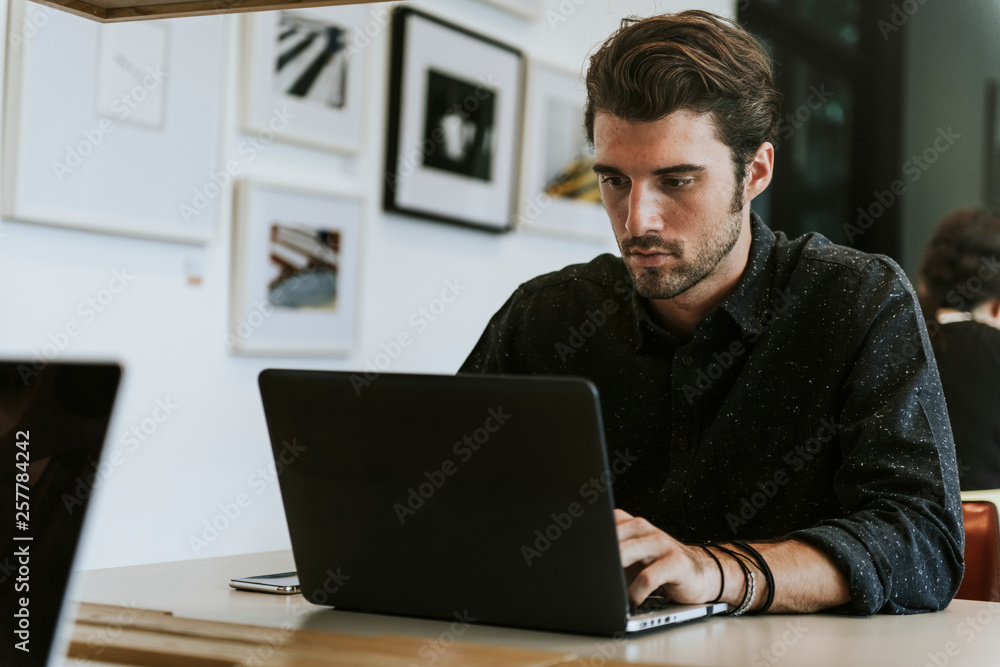 Man working on a laptop