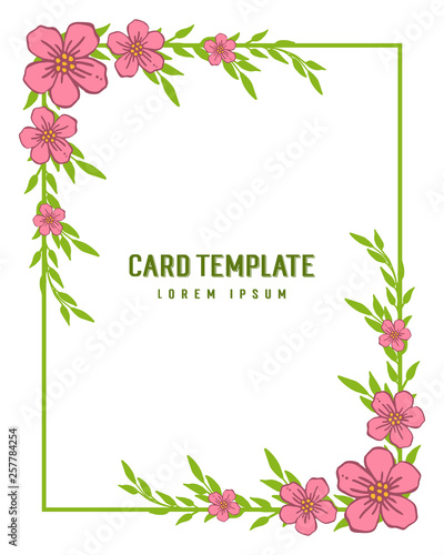 Vector illustration elegant pink flower frame for writing card template