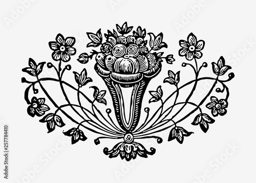 Vintage flowers in a vase illustration