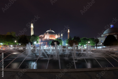 A fountain in front of Hagia Sophia, also called Holy Wisdom, Sancta Sophia, Sancta Sapientia or Ayasofya in Turkish in an Orthodox Christian Cathedral in Istanbul, Turkey photo