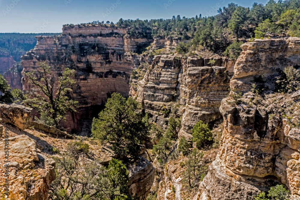 A scenic view of the cliffs and valleys of The Grand Canyon.