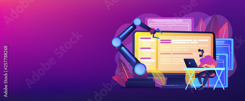 Open automation architecture, open source robotics soft, free development concept. Header or footer banner template with copy space.