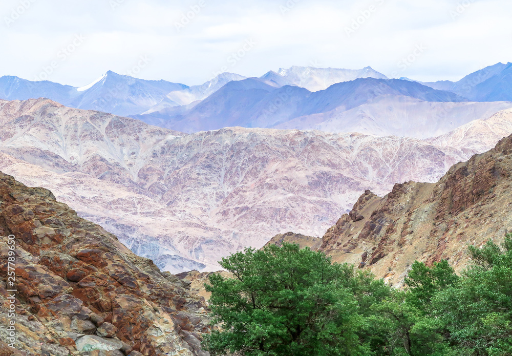 Landscape of rock mountains, Leh, India