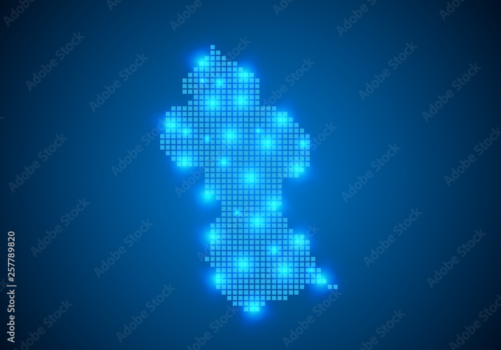 Abstract blue background with map, internet line, connected points. map with dot nodes. Global network connection concept. Wire frame 3D mesh polygonal network line. vector.