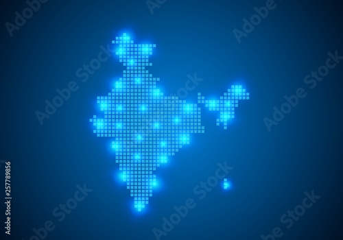 Abstract blue background with map, internet line, connected points. map with dot nodes. Global network connection concept. Wire frame 3D mesh polygonal network line. vector.