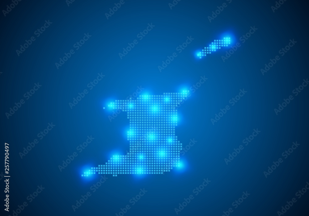 Obraz premium Abstract blue background with map, internet line, connected points. map with dot nodes. Global network connection concept. Wire frame 3D mesh polygonal network line. vector.