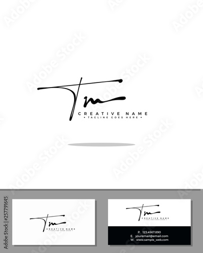 T M TM initial handwriting logo template vector.  signature logo concept