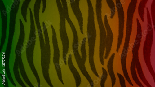 Background of Tiger Stripes with African Flag Colors of Red Yellow and Green