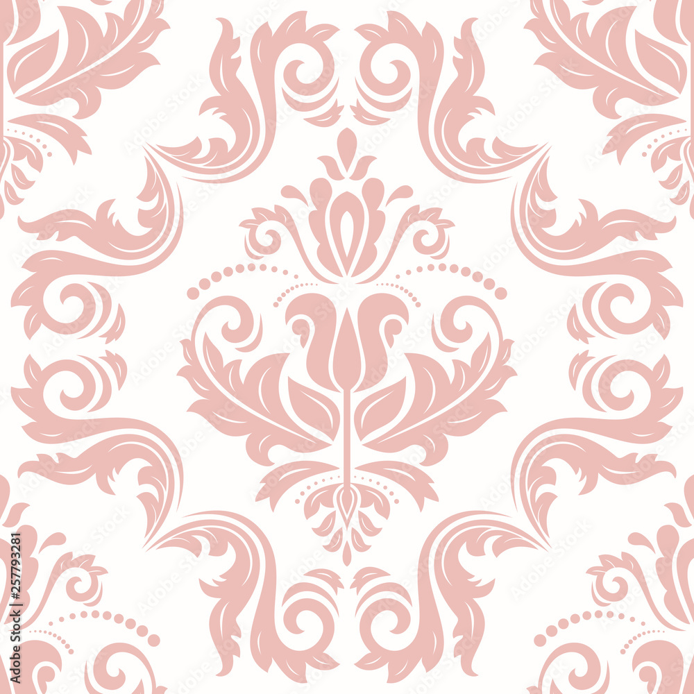 Orient classic pink pattern. Seamless abstract background with vintage elements. Orient background