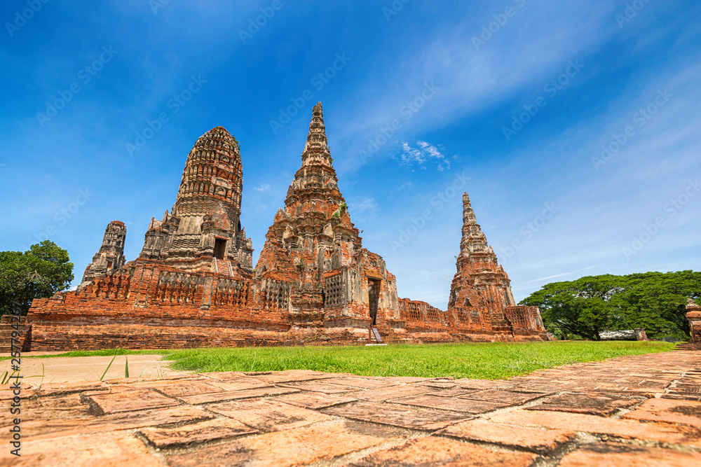 Ruined wat in old Siam Kingdom capital Ayutthaya. Thailand