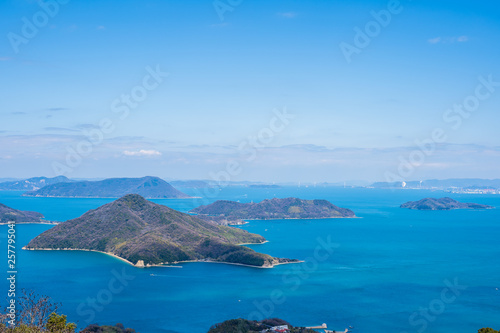 瀬戸内海　島々　紫雲出山から瀬戸大橋の方向を撮影(香川県三豊市)