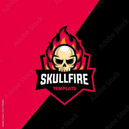 Skull Fire Sport Concept illustration vector Design template