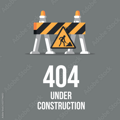 Website under construction. Internet 404 error page not found. Webpage maintenance, error 404, page not found message, technical problem. Design under construction