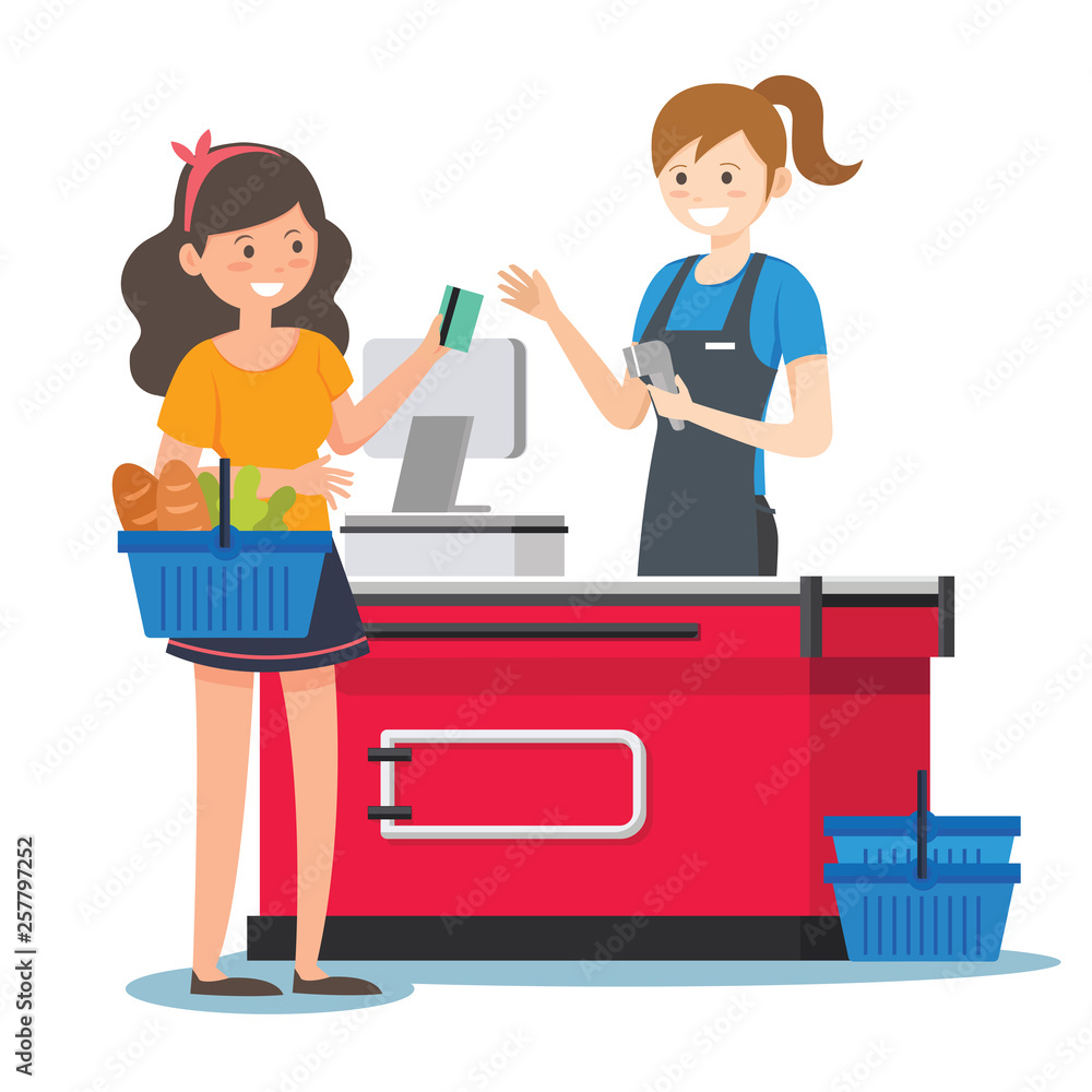 Woman cashier in supermarket Woman cashier in supermarket
