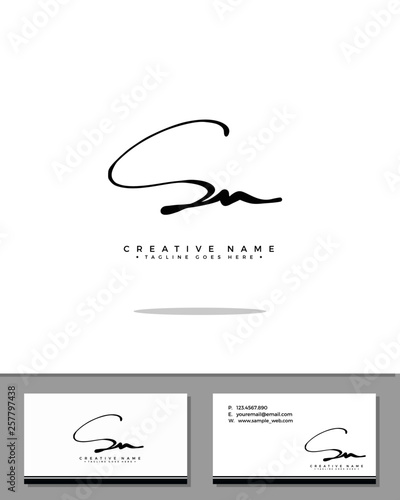 S N SN initial handwriting logo template vector.  signature logo concept