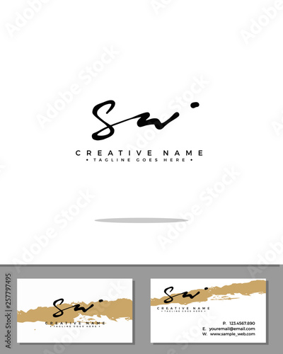 S W SW initial handwriting logo template vector. signature logo concept