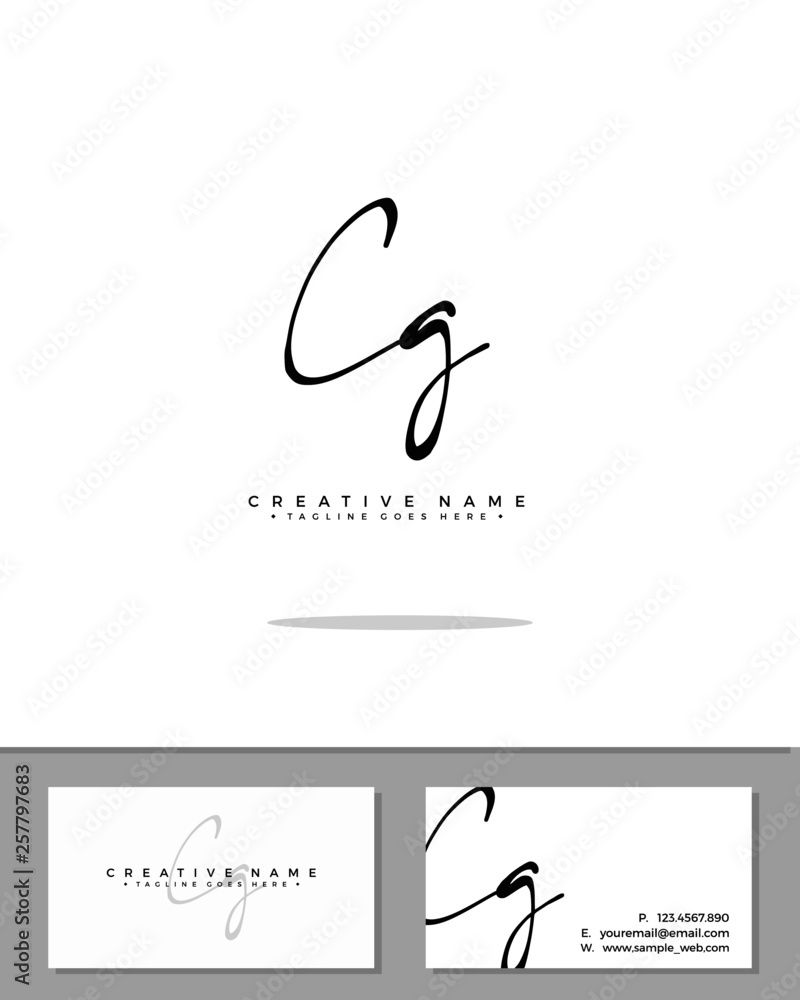 Obraz premium C G CG initial handwriting logo template vector. signature logo concept
