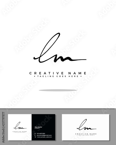 L M LM initial handwriting logo template vector.  signature logo concept