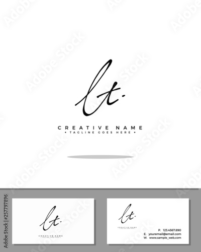 L T LT initial handwriting logo template vector. signature logo concept