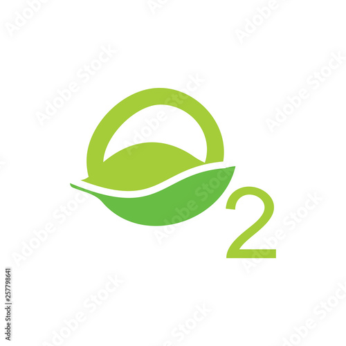 letters o2 leaf shape symbol logo vector