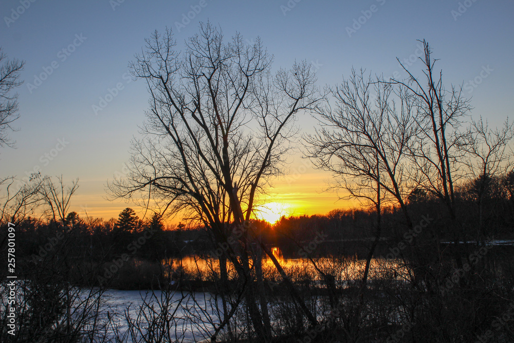 sunset over the lake