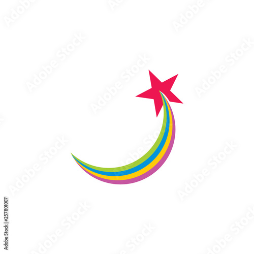 swoosh movement star colorful decor logo vector