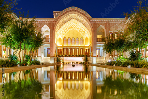 Awesome night view of Ameri Historical House in Kashan, Iran photo