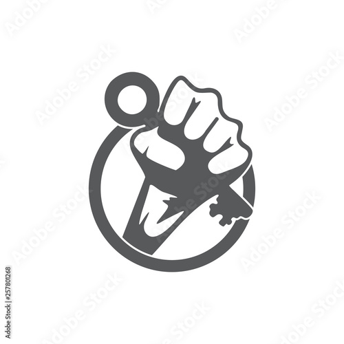 hand fist key to success circle symbol logo vector