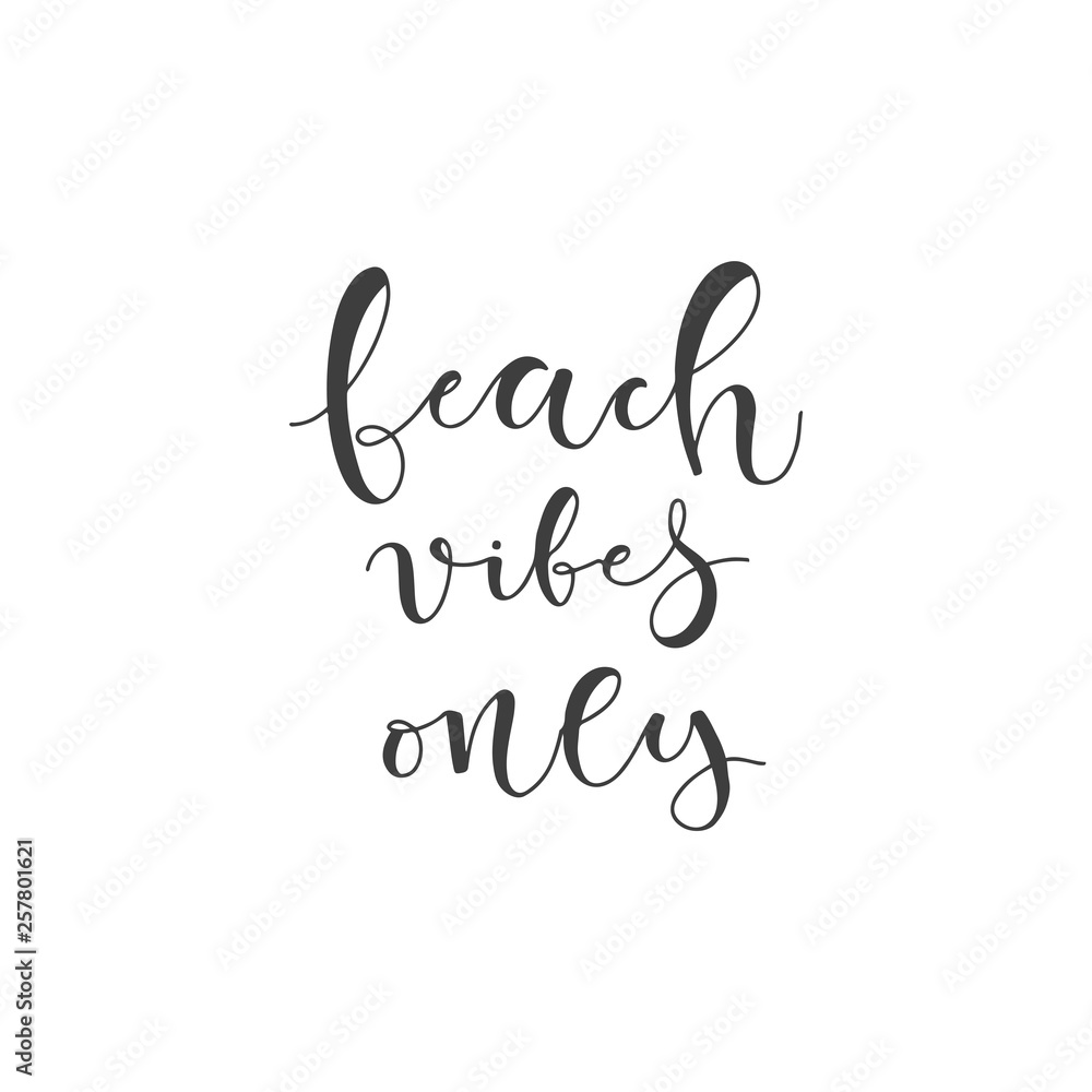 Lettering with phrase Beach vibes only. Vector illustration.