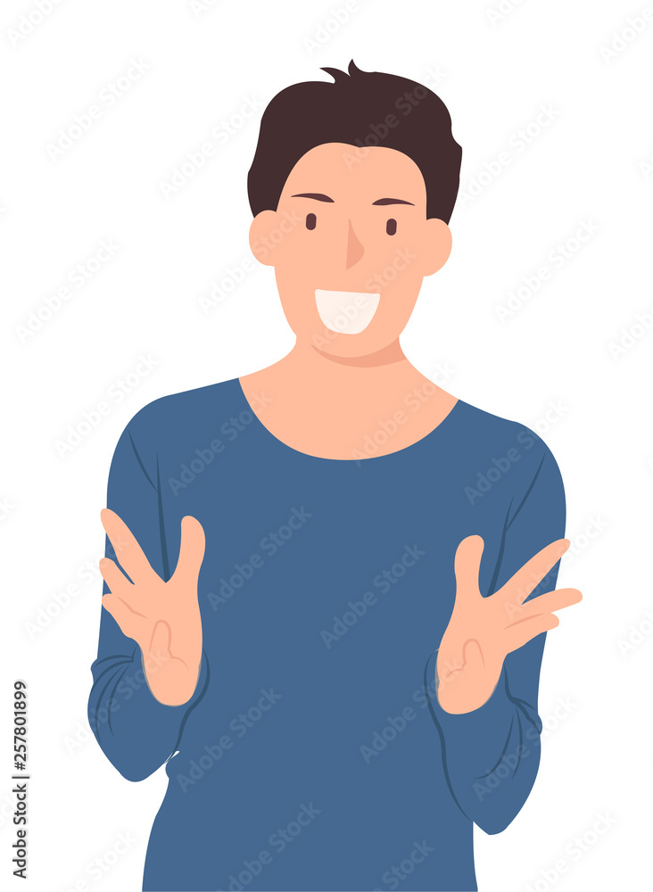 Cartoon people character design young man talking happily Cartoon people character design young man talking happily