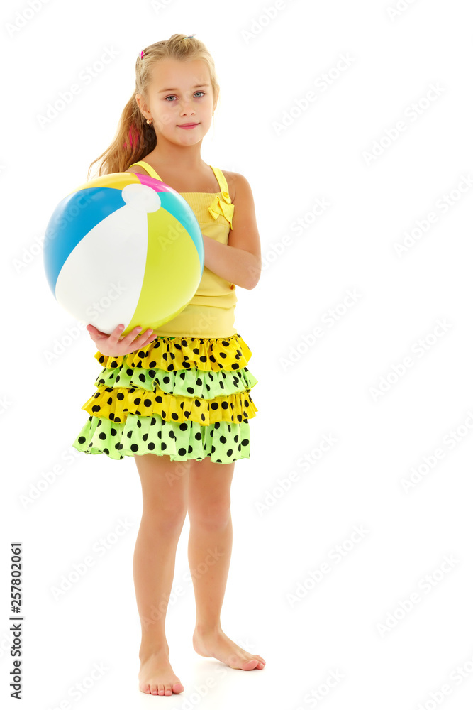 Little girl is playing with a ball Little girl is playing with a ball