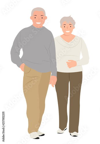 Cartoon people character design senior couple holding hands